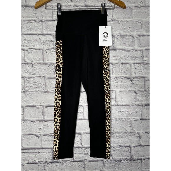 ZYIA Leopard Pocket Brilliant Hi-Rise Capri Leggings‎ Women’s Size 0 NEW - Picture 1 of 8